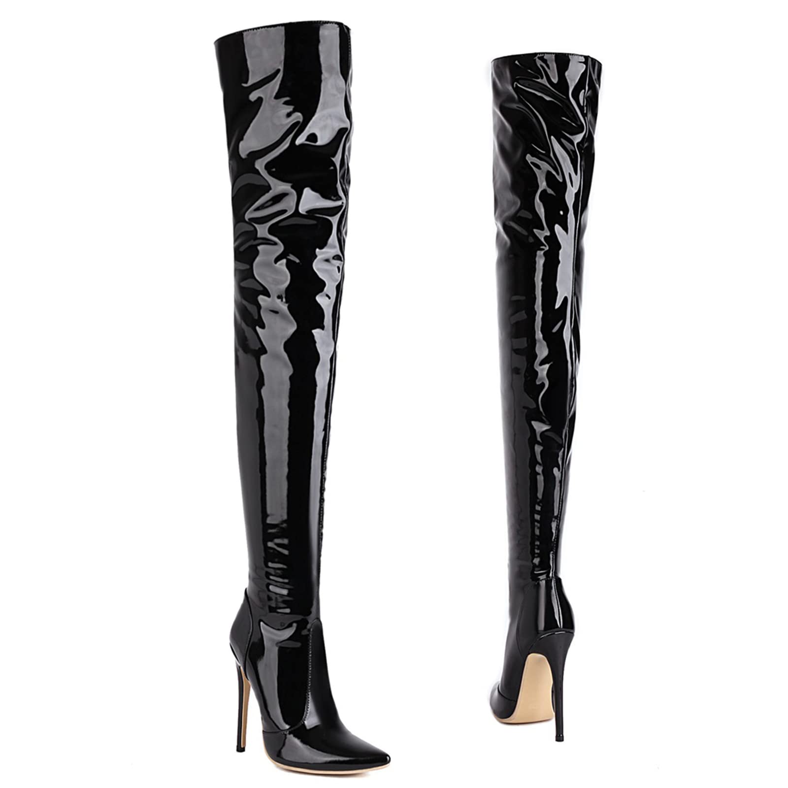 Bottes Cuissardes Sexy pour Femmes avec Talon Aiguille et Bout Pointu
