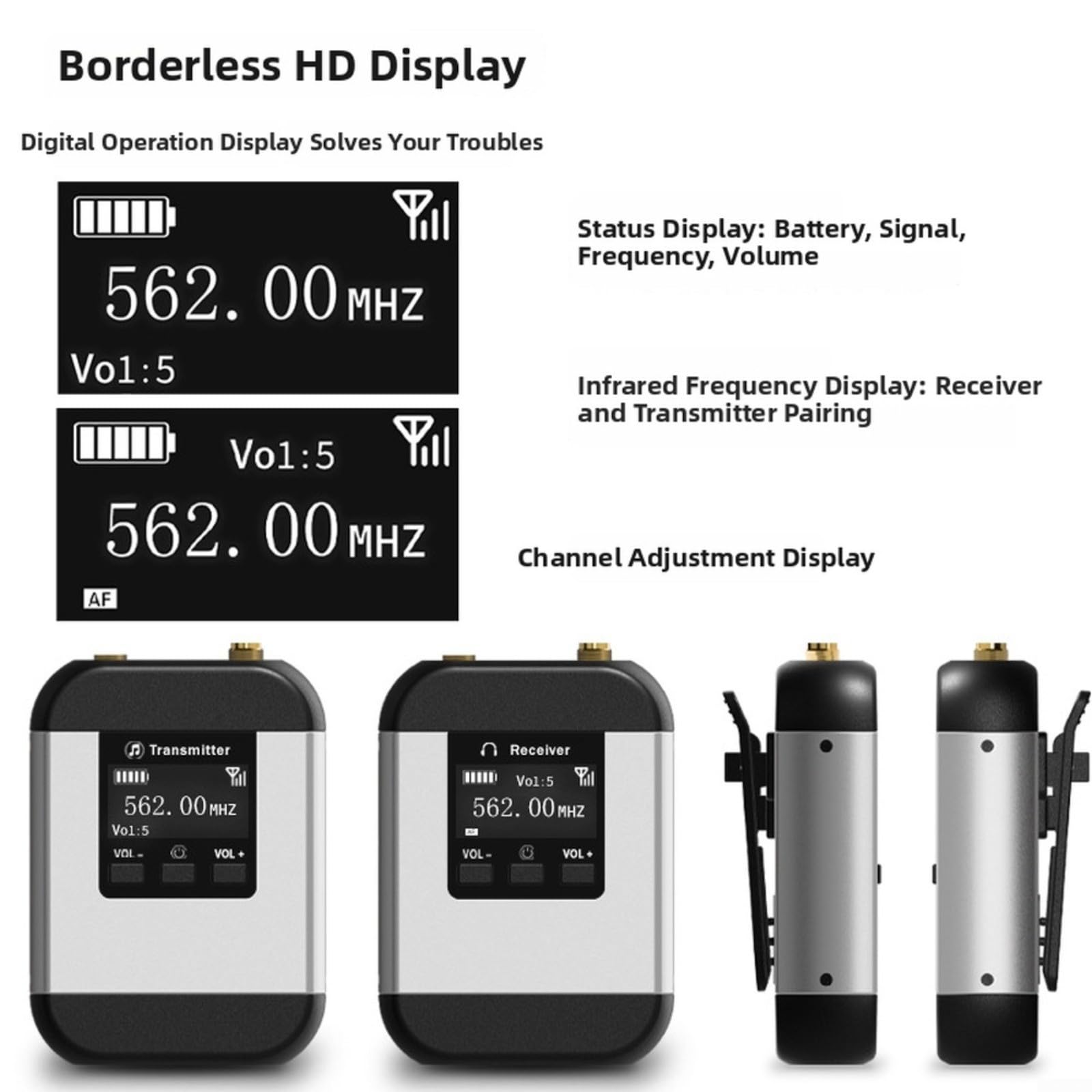 UHF Wireless In-Ear Monitoring System, 20 Kanäle Auto-Pairing, 550-537MHz Frequenzbereich, 30-50m Reichweite, 110dB Dynamik für Studio und Live-Bühne, Silber(1-to-1)