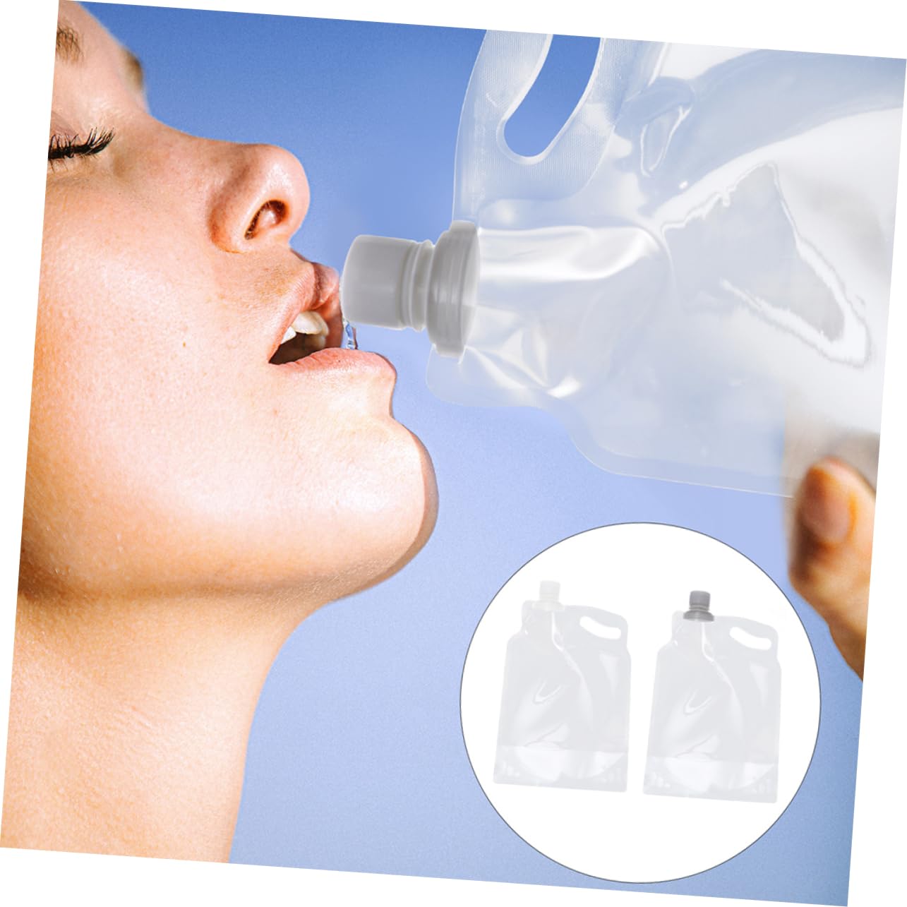 GALPADA 4Pcs Portable Collapsible Water Bags Food Grade Water Containers for Outdoor Camping Hiking to Fill and Reuse Large Capacity Random Lid Colors