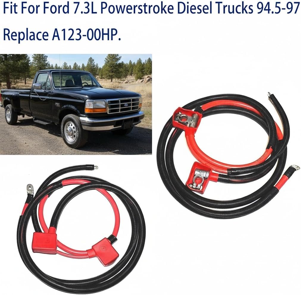 A123-00HP Battery Cable Compatible with Ford 7.3L 93-97 Powerstroke Diesel Trucks, Positive Battery Starter Cable Fit for 93-97 Ford F350 F250 F Super Duty 7.3L V8, Replacement A123-00HP