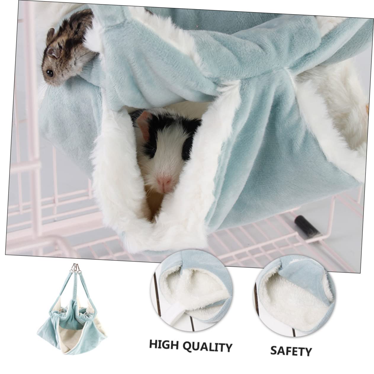 VANZACK 3piezas Hamster Hammock Colgante De Doble Franela para Cama con Ganchos para Hámsters y Roedores Aislante para Invierno y