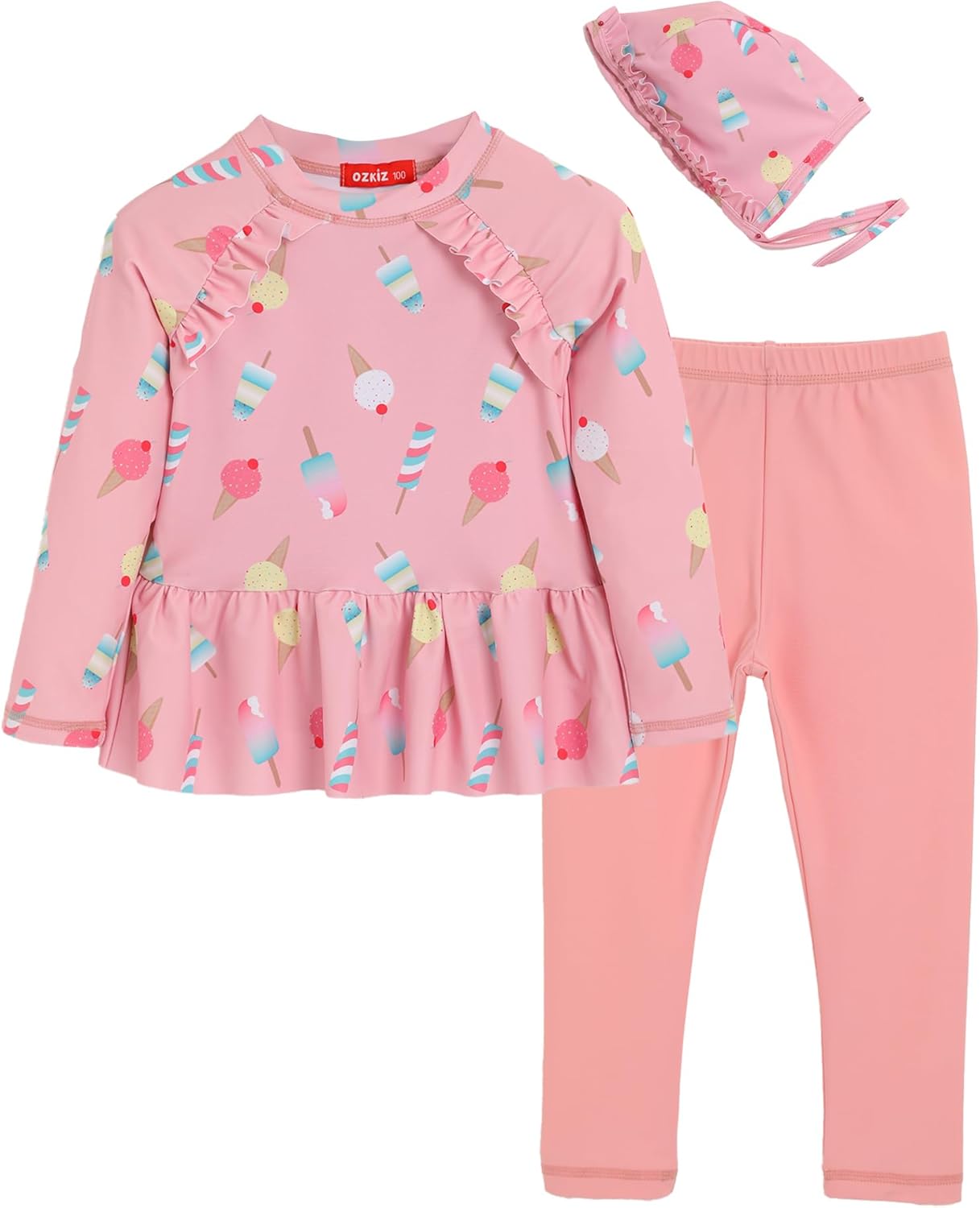 Ozkiz Sweet Ice Swimwear Set for Girls - Breathable Fabric, Ruffle Design, Soft Lining, Stretchy Waistband, and Summer Style