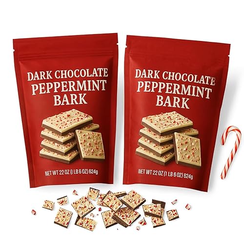 Corteza de menta de chocolate negro Paquete de 2 (22 onzas cada uno) Golosinas festivas con menta real y rico chocolate negro Perfecto para