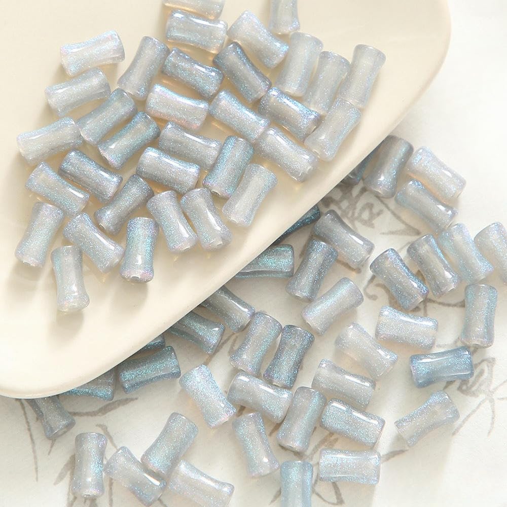 50/100 sztuk 6,5 x 12 mm nieregularne koraliki z żywicy, koraliki dystansowe z żywicy perłowej, do bransoletek, naszyjników, toreb i akcesoriów jubilerskich DIY