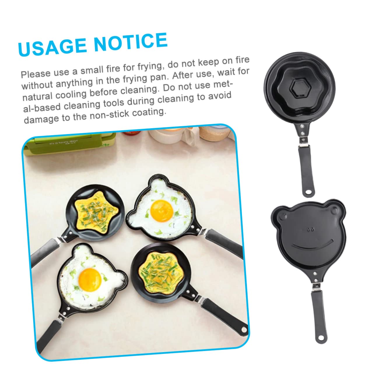 Cabilock 2Pcs Mini Omelette Pan Nonstick Cartoon Shaped Frying Pan for Breakfast Eggs Pancakes More Fun Frog Plum Blossom Styles