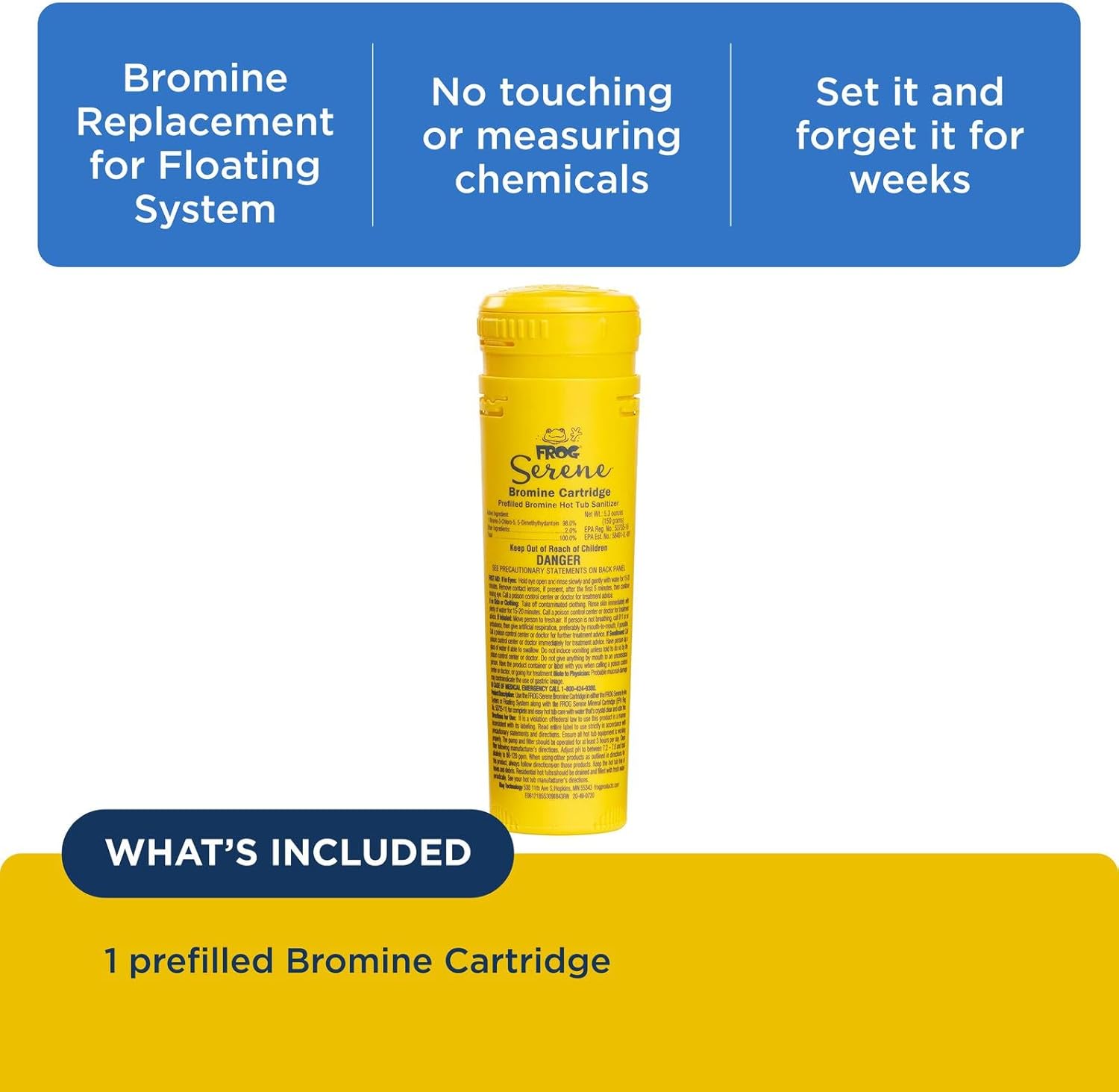 FROG Serene Replacement Bromine Cartridge for use with Hot Tub FROG Serene Floating Sanitizing System - Prefilled for Quick & Easy Hot Tub Maintenance - 1 Pack - Image 3
