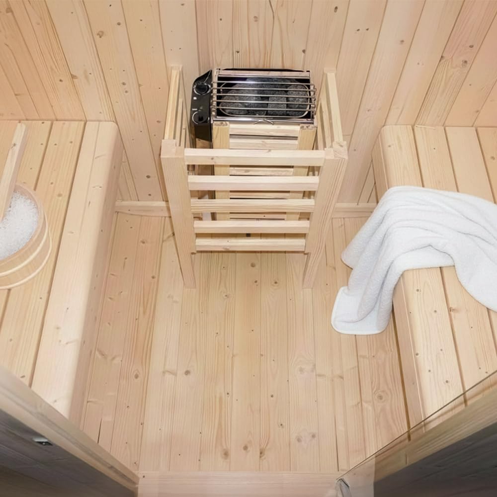 Home Deluxe - Sauna de Exterior Cube M - Dimensiones: Aprox. 194 cm x 195 cm x 120 cm, Madera: Madera de Abeto - Incl. Calefactor de Sauna y Accesorios de Sauna I Sauna de jardín, Sauna de Exterior,