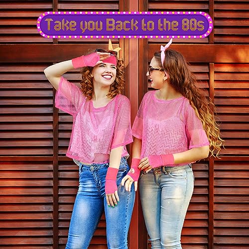 Aomig 80s Neon Fancy Dress Costume Accessories Set - Image 4