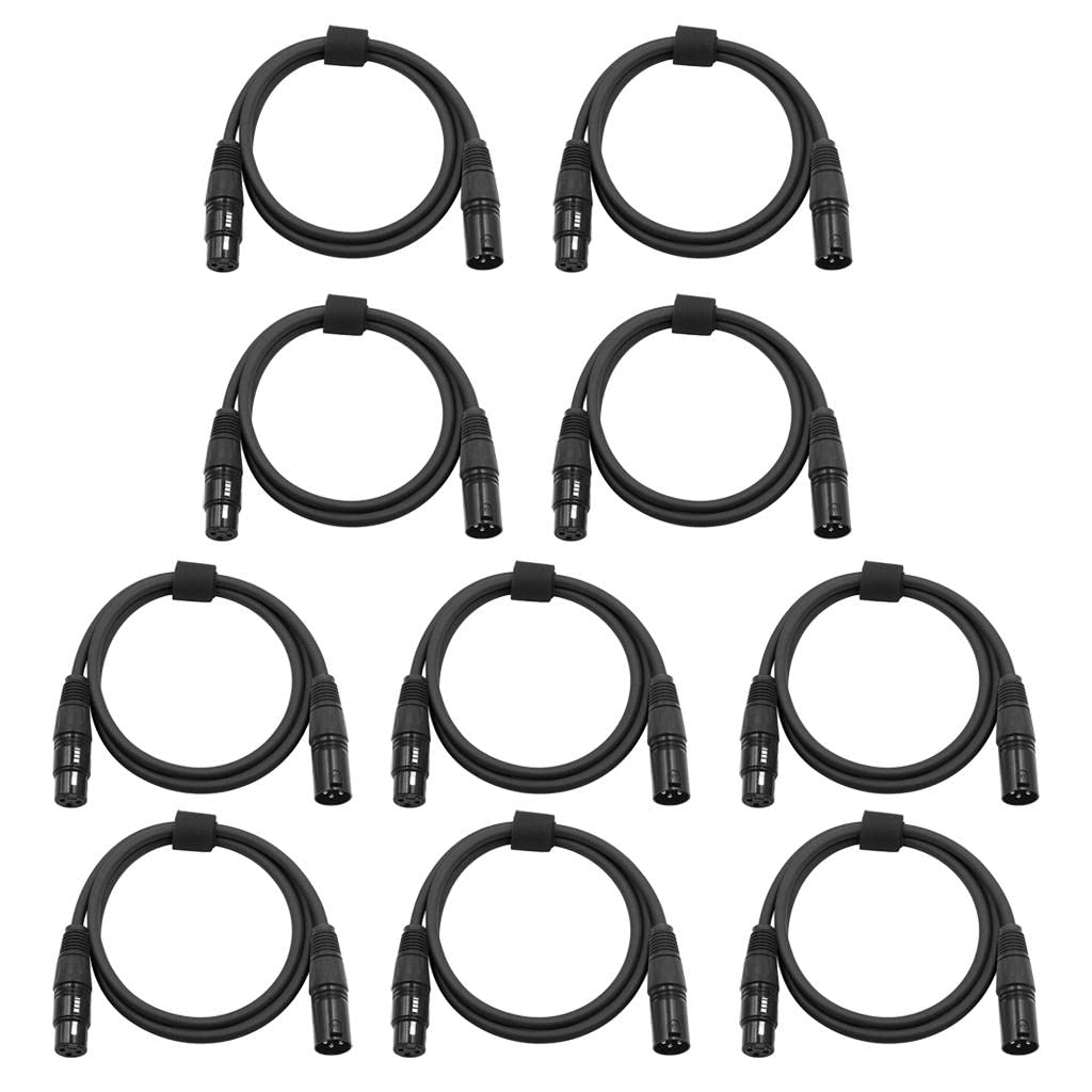 10 x 2 m DMX512 Stagle Cable XLR męski na żeński przewód mikrofonowy - wydajność bez hałasu - do ruchomej główki - 10 sztuk