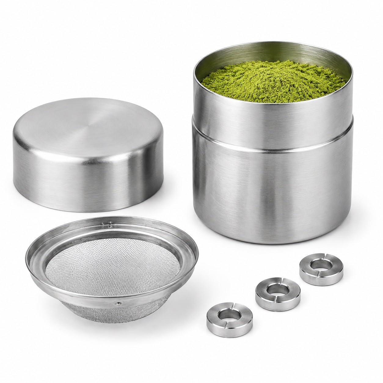 Ensemble tamis à matcha durable en acier inoxydable avec couvercles de protection