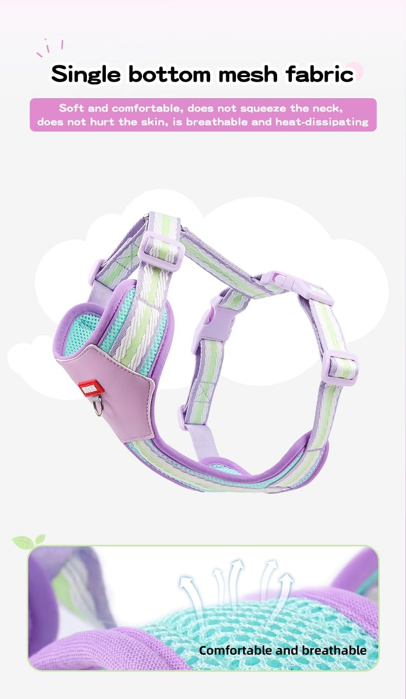 PawWave H Shape Dog Harness for Small and Medium Dogs, No Pull &, Escape-proff, Soft Mesh Vest, Adjustable Fit, Bright Yellow/Cream Blue/Sakura Pink,/Violet, XS-L (Cherry Blossom Pink, Medium)