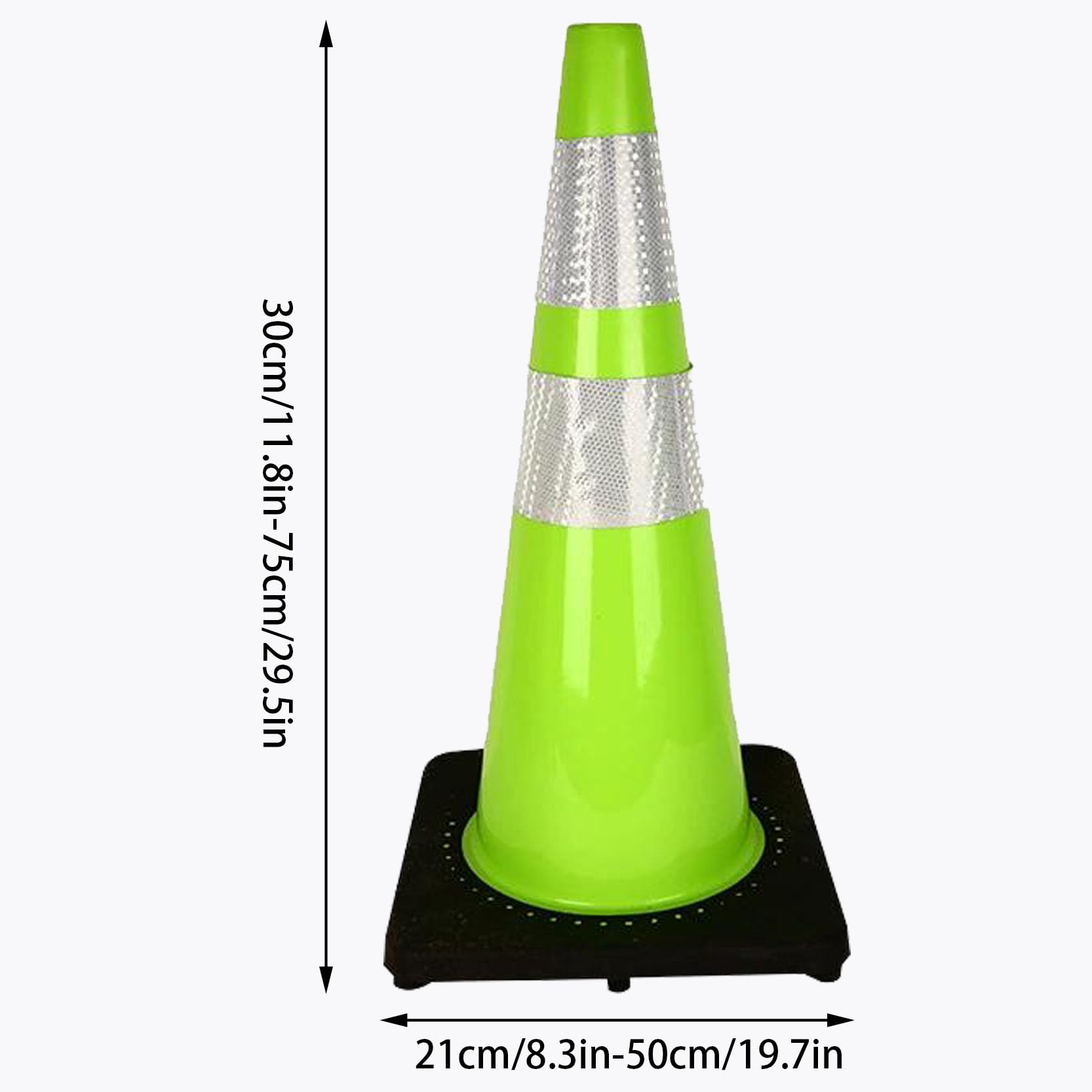 Cônes de Sécurité en PVC avec Base Noire Robuste,Cônes de Stationnement Vert Fluorescent pour Garage,Structurels et Résistants aux Intempéries(Size:C,Color:4pcs)