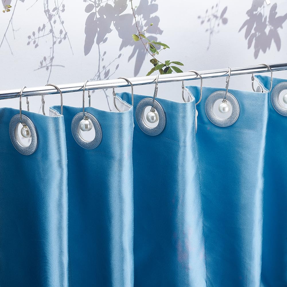 NBEADS 20 Pcs Anneau de Rideau de Douche en Acier Inoxydable, Crochets de Rideau de Douche avec Pendentif en Plastique ABS et Perles Coulissants pour Tringles de Rideau de Douche de Salle de Bain