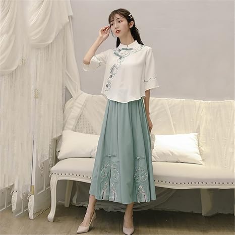 Amazon.co.jp: [BLZXIAN] チャイナ シャツ スカート 2点セット