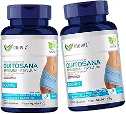 Quitosana Com Psyllium e Spirulina 120 Cápsulas 500mg - 2 Frascos