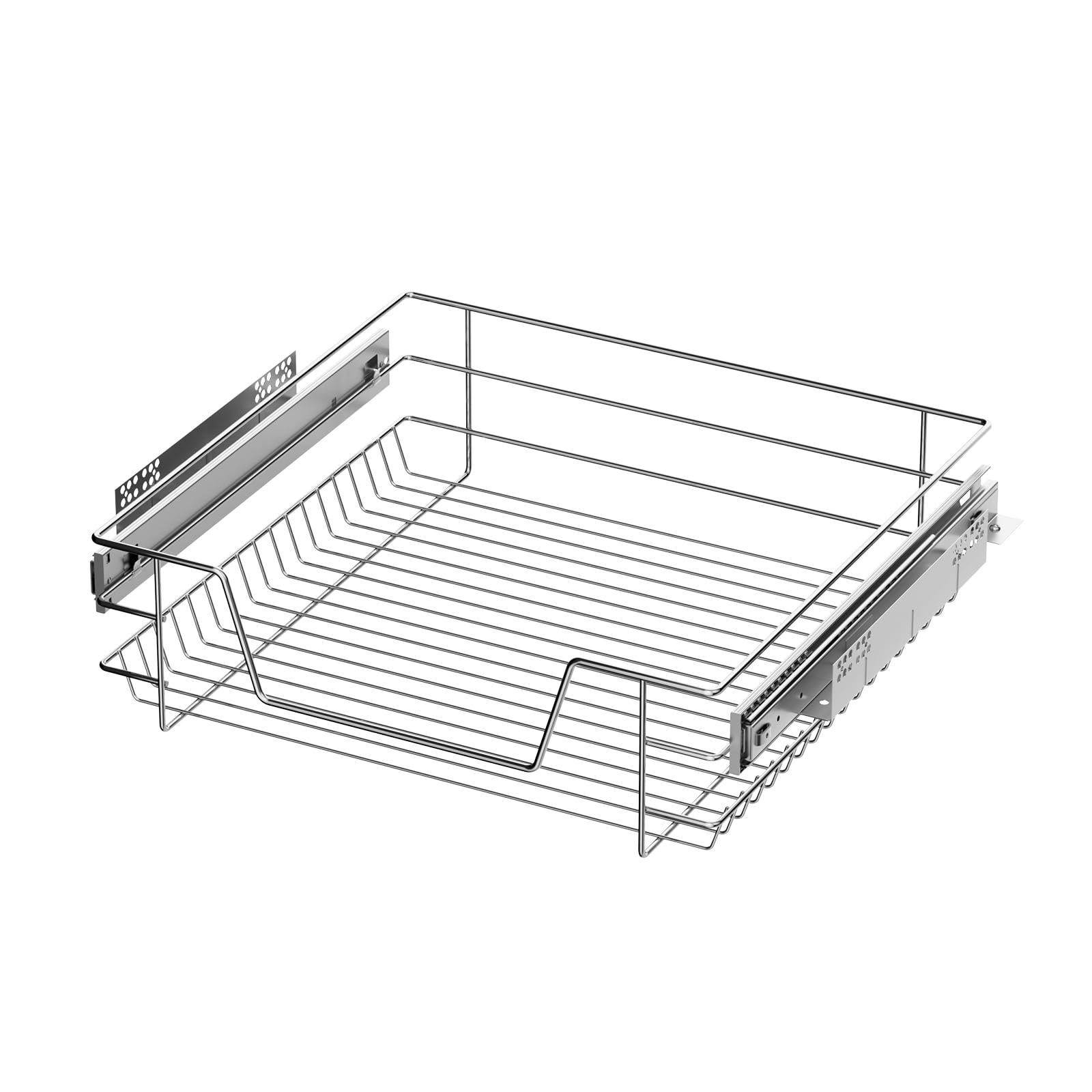XEMQENERHeavy Duty Kitchen Pull Out Wire Baskets Base Storage Unit, Slide Out Kitchen Utensil Holder Rack Larder Drawers Origanize with Buffer (for 500mm Width, 1 Pcs)