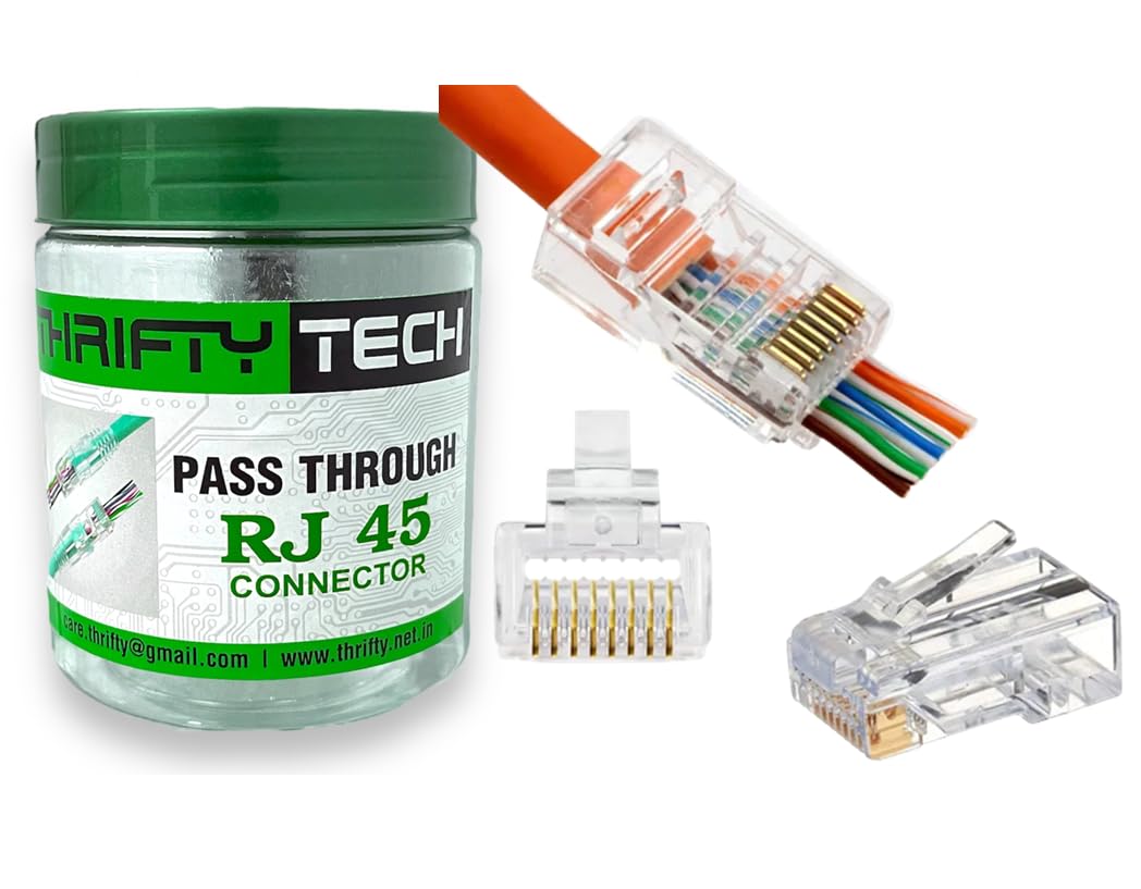 Thrifty Tech (Pack of 100 RJ45 Cat6 Pass-Through Connector,Latest Supports Cat5, Cat5e, Cat6 8P8C RJ45 Connector, RJ45 Pass Through Transparent Connectors. (RJ 45 Pass Through Zeck) (B0CNSWVP7B) Amazon Price History, Amazon Price Tracker
