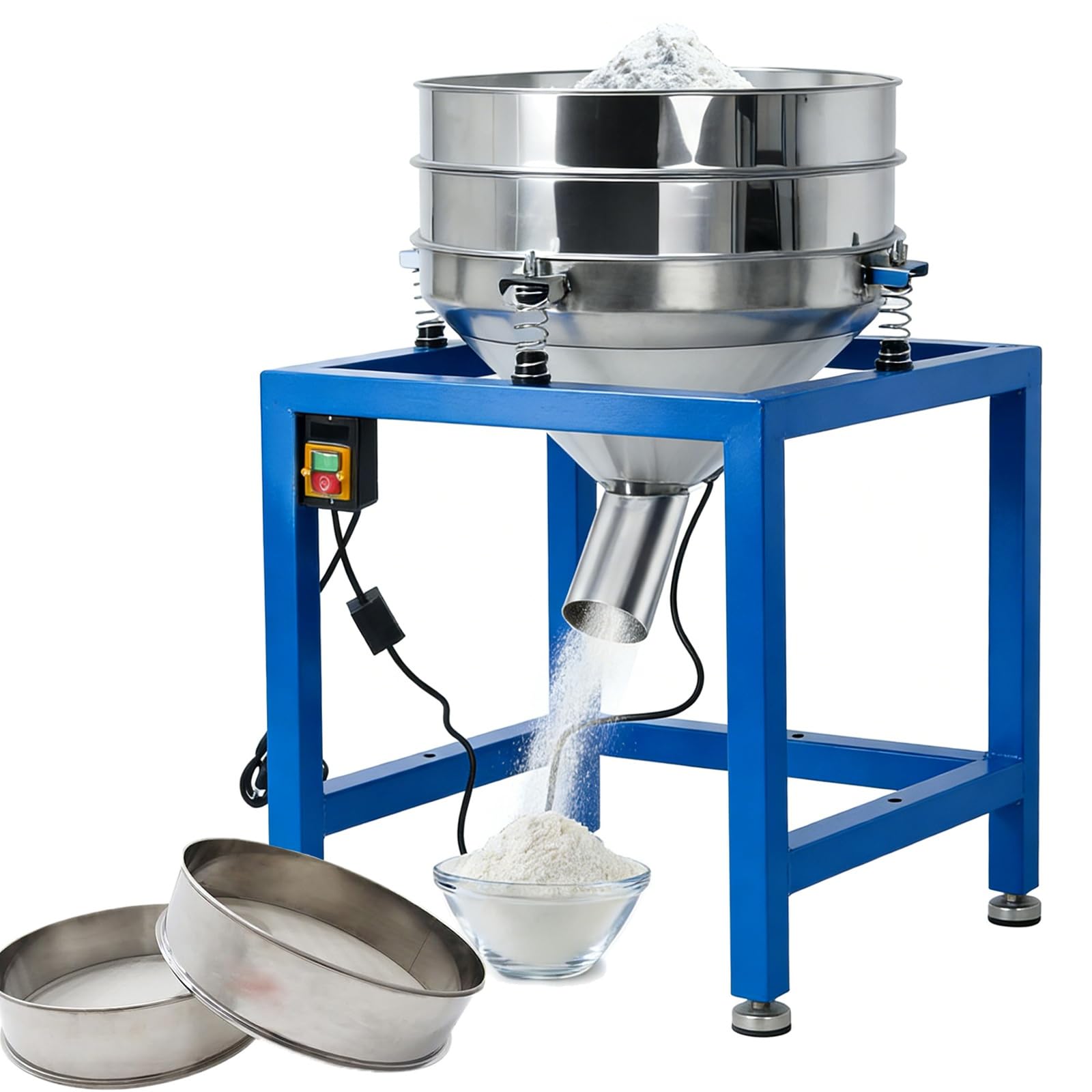 Automatic Powder Sifter Machine, Electric Sieve Shaker, Flour Sieve Shaker with 19.6" Diameter 40 Mesh & 100 Mesh, Industrial Vibrating Sieve Machine, for Baking Grain Particles Processing