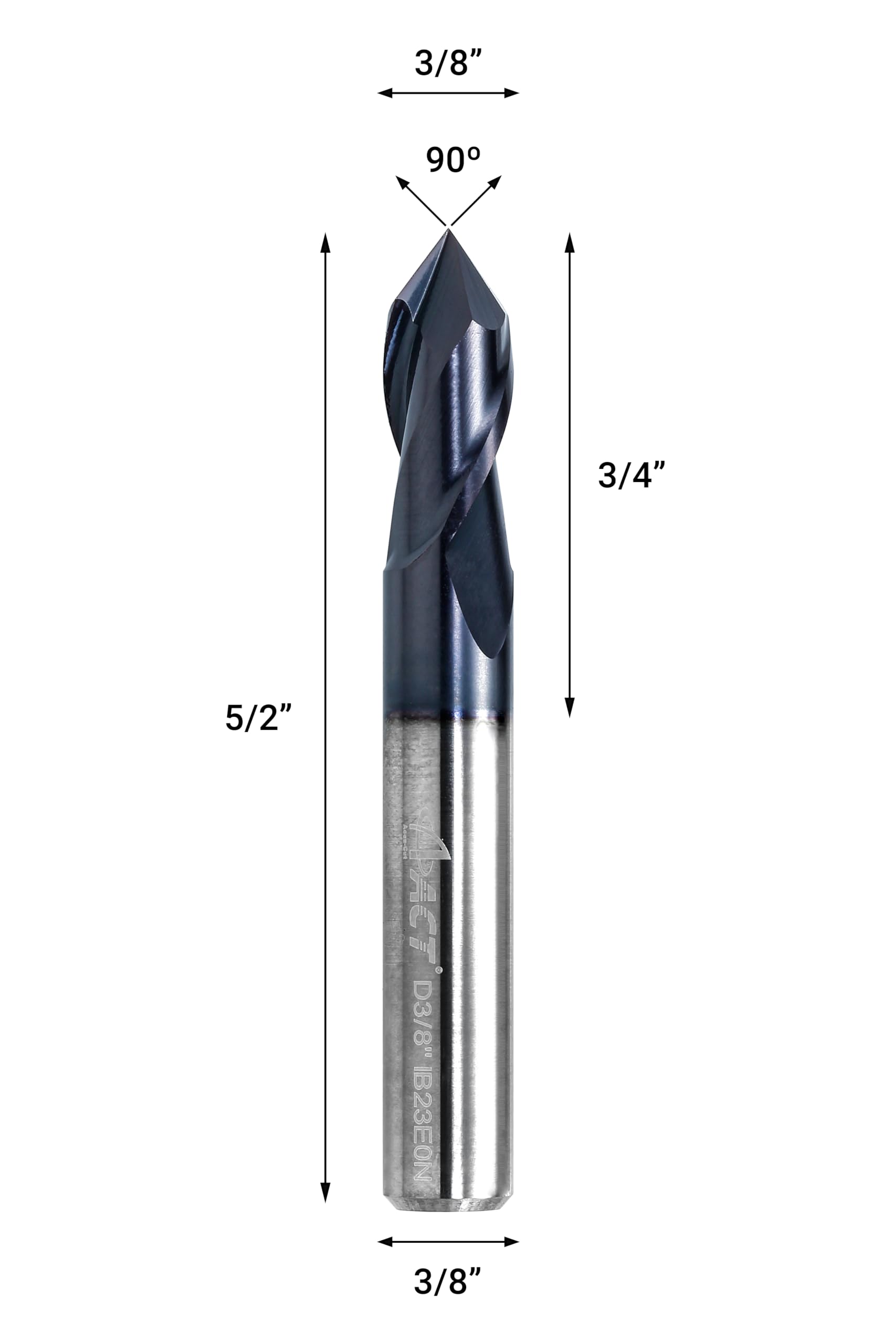 ACCU-Cut I2DMS 3/8 fresa de carburo, 2 flautas, multifunción para desbarbado, manchado, biselado y fresado lateral, brocas de 90 grados