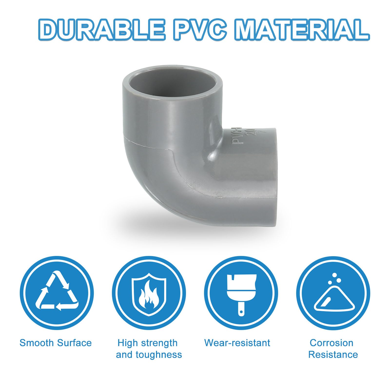 QUARKZMAN 20 mm, 6 sztuk złączek rurowych z PCW, 90 stopni, złącze redukcyjne, złączka rurowa, złącze rurowe, adapter do ogrodu, gospodarstwa rolnego, nawadniania, armatury wodnej, kolor szary