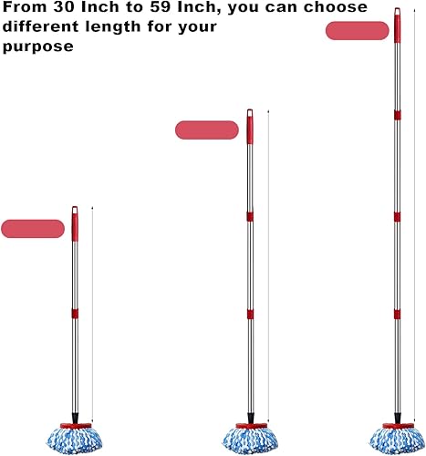 Miniatura 3 de Mango de repuesto para trapeador giratorio  Mango de escoba o trapeador de 4 secciones compatible con repuestos de trapeador giratorio O Cedar y