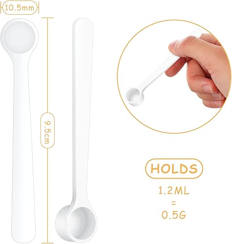 Miniatura 9 de Juego de mini cucharas medidoras, 72 unidades, cucharas de especias y polvo de 0.0 fl oz para cosméticos, medicamentos y especias
