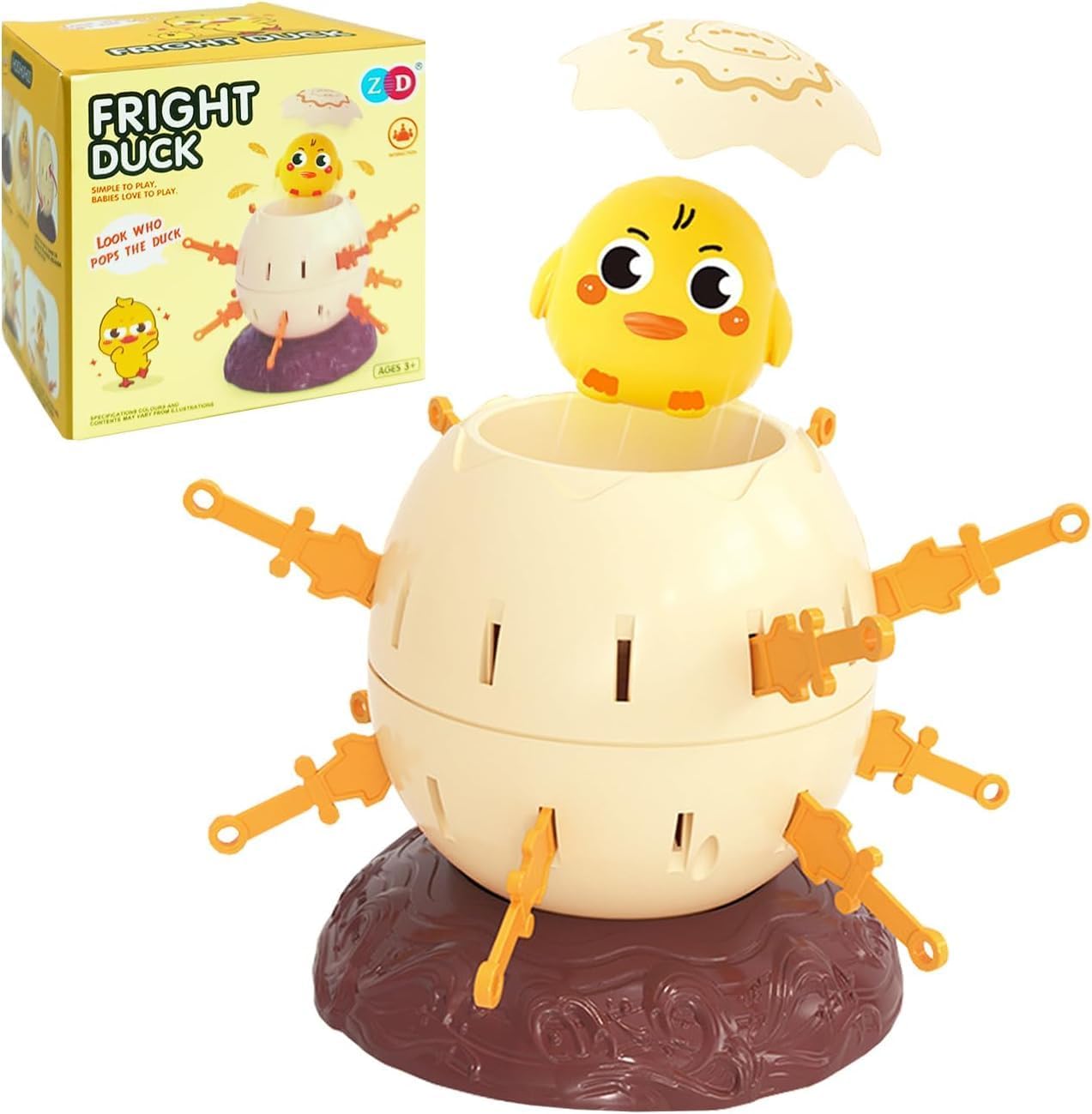Fright Duck Pop-Up Game for Kids – Funny Egg Shell Sword Inserting Board Game with 24 Daggers – Family Party Fun Toy for Boys & Girls (Ages 3+)