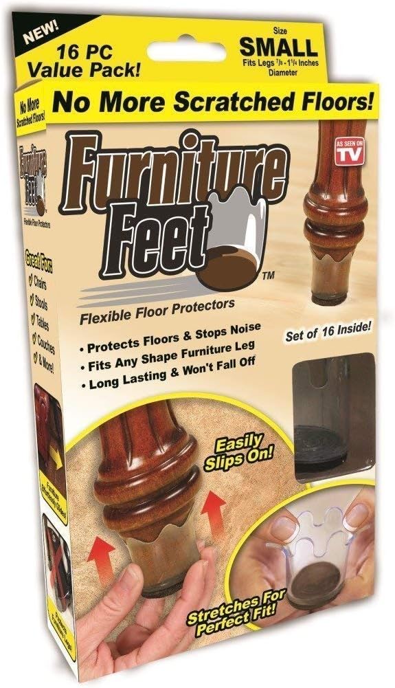 Furniture Feet Floor Protectors, MOMSIV Flexible Furniture Legs Protectors Clear Silicone Cups for Wood Floors Non Slip Slim Fit for Round Legs Diameter 7/8-1 1/4 in - Small (16 Pack)