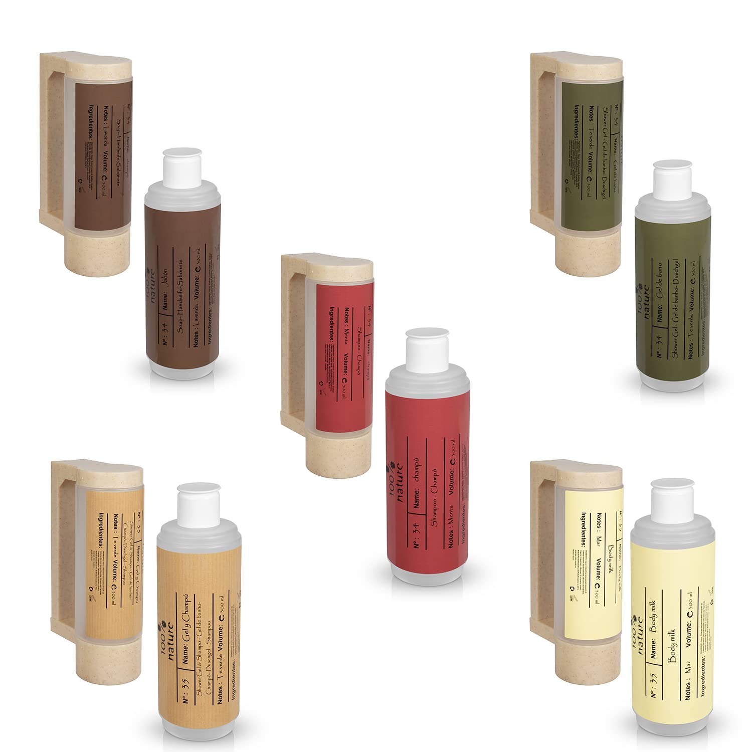 10 Spender-Nachfüllflasche 400ml, enthält 2in1 Duschgel und Shampoo | Wiederauffüllbar und widerstandsfähig | Quetsch Spender | Zur Verwendung in Kombi mit unserer Wandhalterung | 10 Stück