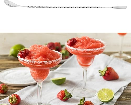 Miniatura 5 de Cuchara mezcladora de acero inoxidable, cuchara coctelera de bar, cuchara agitadora de cóctel de mango largo, herramientas de barra de cuchara