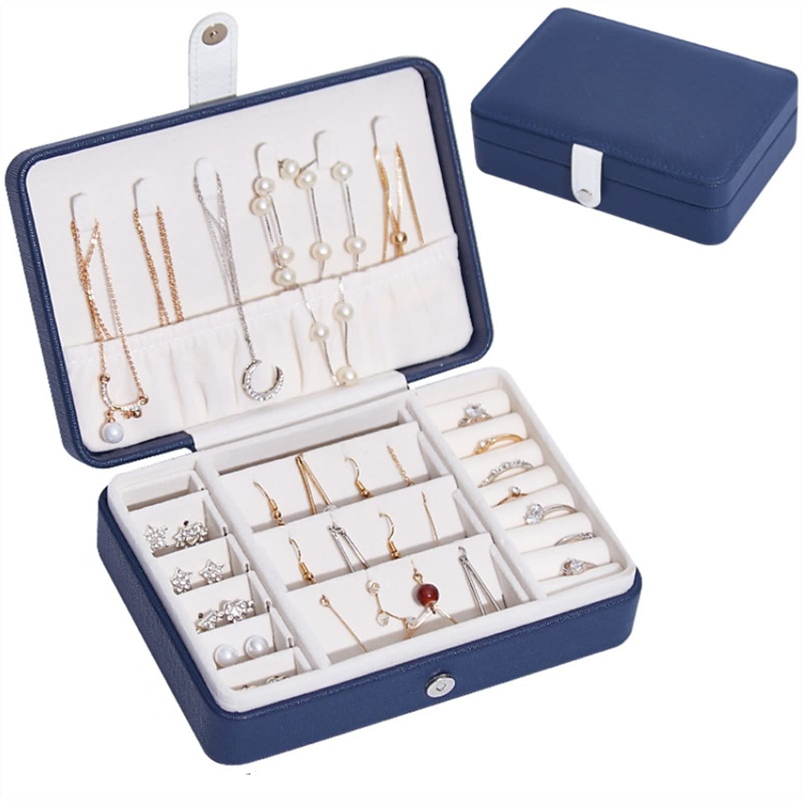ESTDKMNOS Portable Jewellery Case， Portable Adjustable Jewelry Box Organizer For Necklaces Earrings Rings Storage