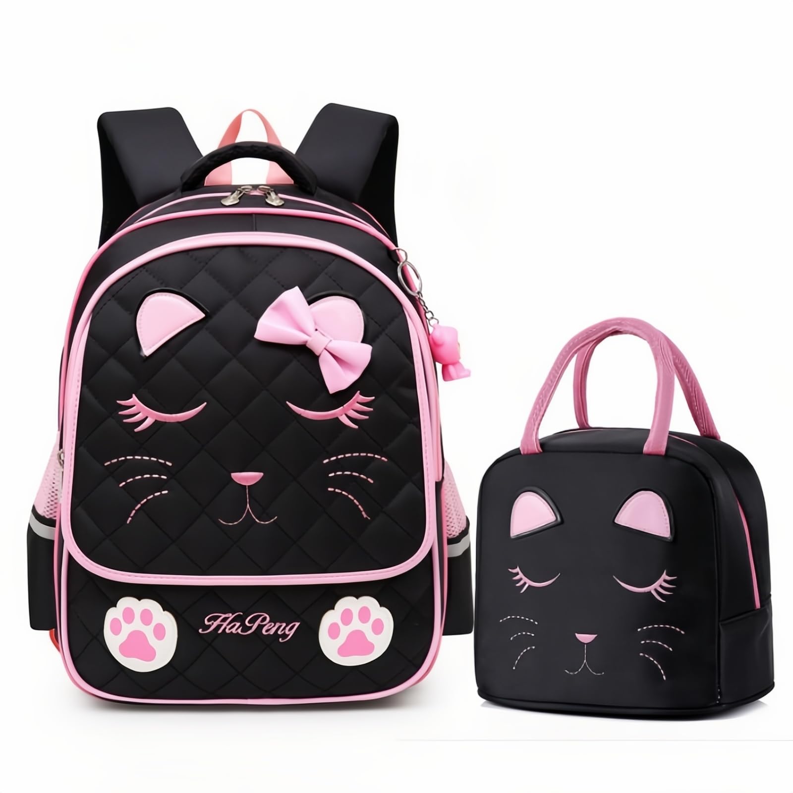 VIDOSCLA Kawaii Cat School Bag for Girls Kids Elementary Backpack Students Book Bag Primary School Bag for Teens