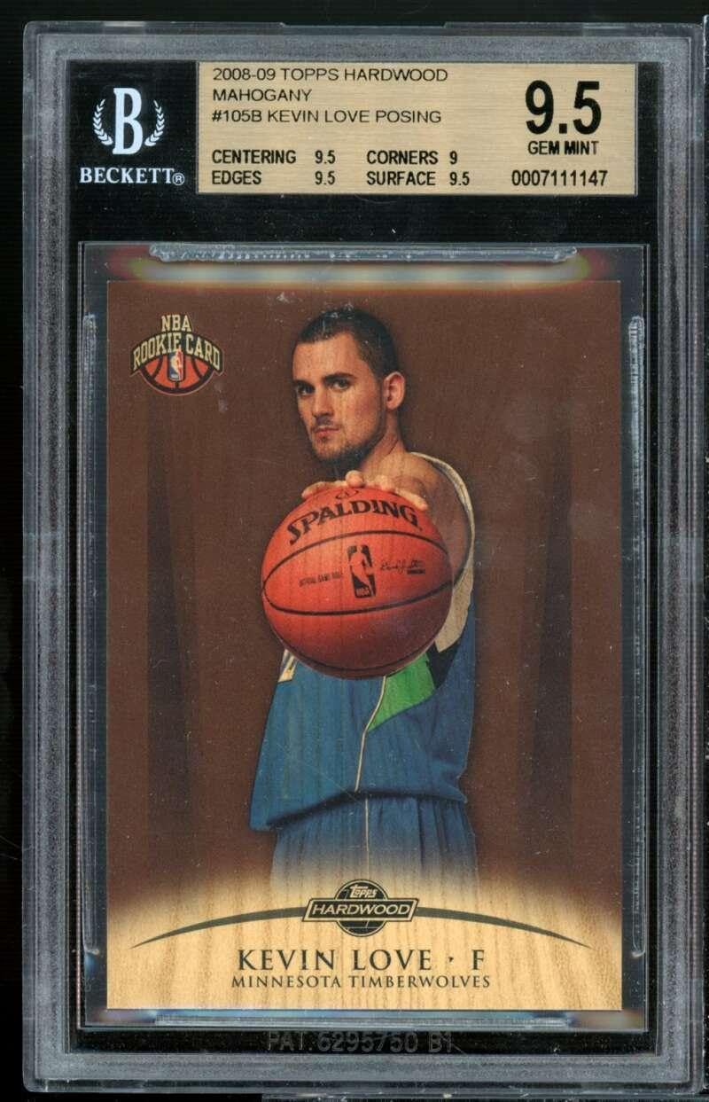 Kevin Love Rookie 2008-09 Topps Hardwood Mahogany #105b (pop 2) BGS 9.5 - Basketball Slabbed Rookie Cards