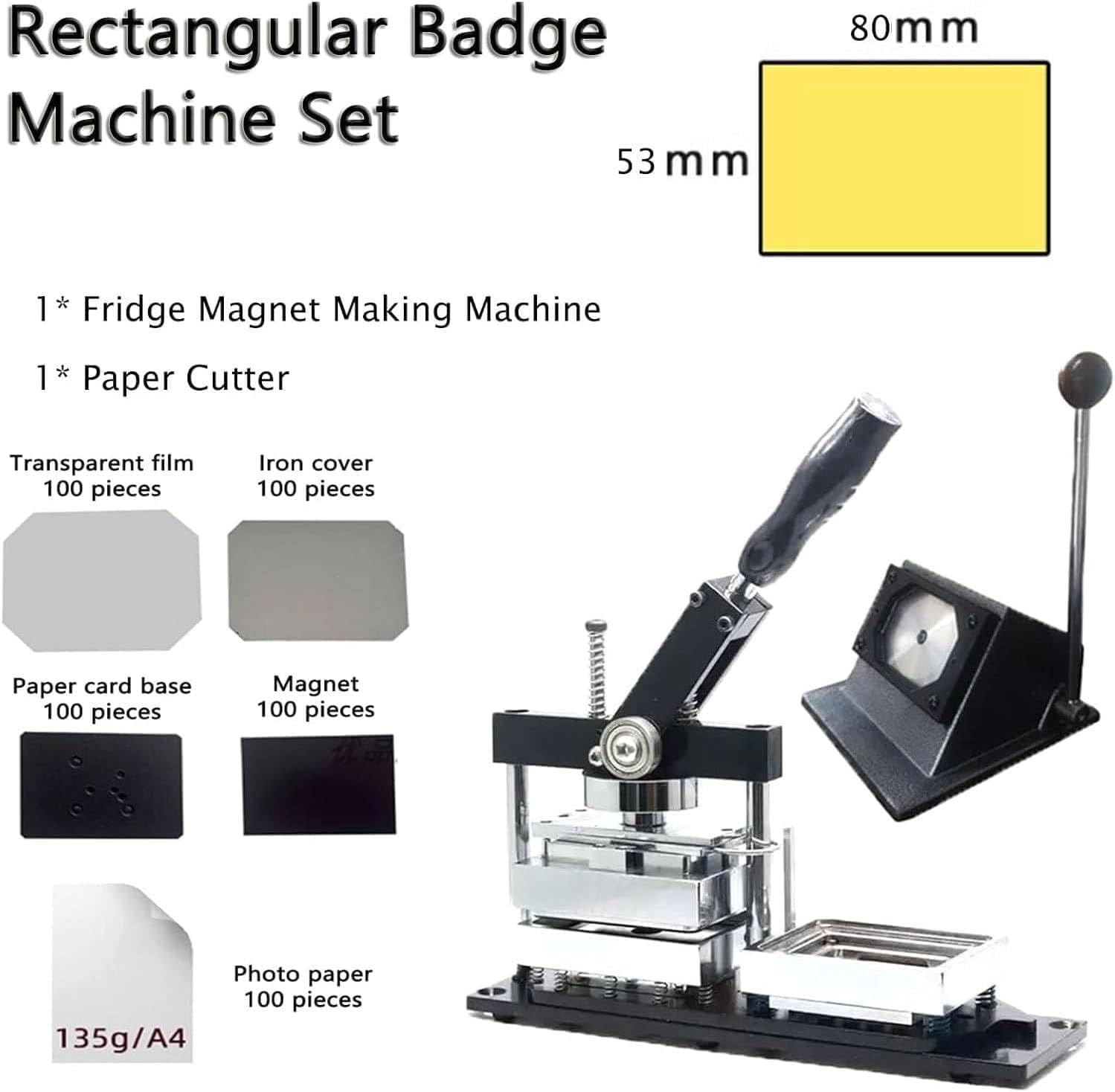 Fridge Magnet Machine Badge Maker Machine,Rectangular, Photo Magnet Making Machine, Fridge Magnet Button Badge Making, Holiday Souvenirs,80 * 53mmmachine-80 * 53mmmachine