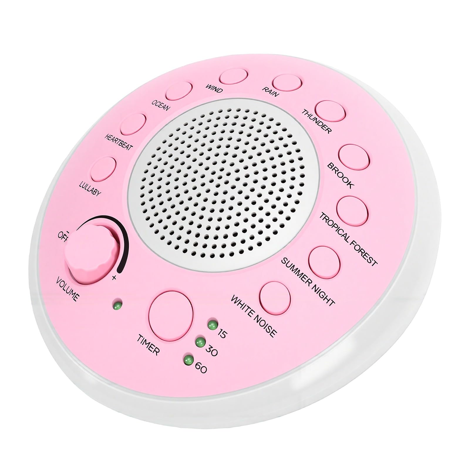 Fabater White Noise Sleep Sound Machine mit 10 Beruhigenden Geräuschen, 3 Timern, Dual-Power-USB-Akku, Tragbare Einschlafhilfe mit Mehreren Funktionen für Zuhause, Büro, Reisen, Babys