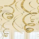 Dazzling Gold Plastic Swirl Decorations - 22