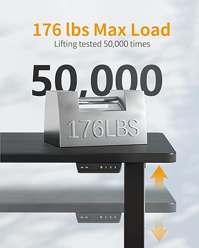 Miniatura 7 de CubiCubi Escritorio de pie de 55 x 24 pulgadas con cajón escritorio eléctrico de pie de altura ajustable escritorio de pie para oficina en casa