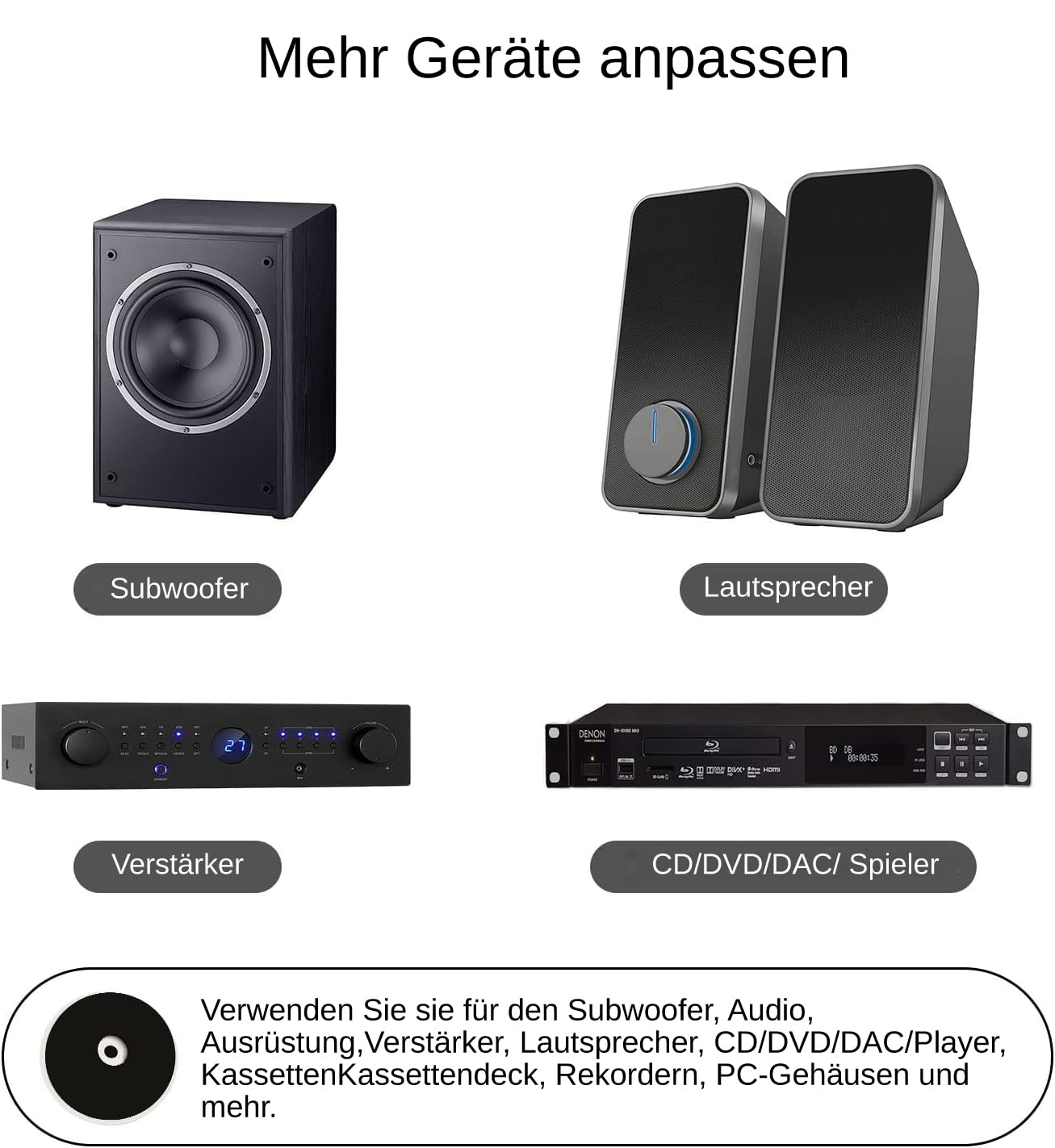 Monosaudio HiFi Spikes Pad 58 x 22 mm piedini in alluminio ammortizzatore per altoparlanti M4 x 0,7