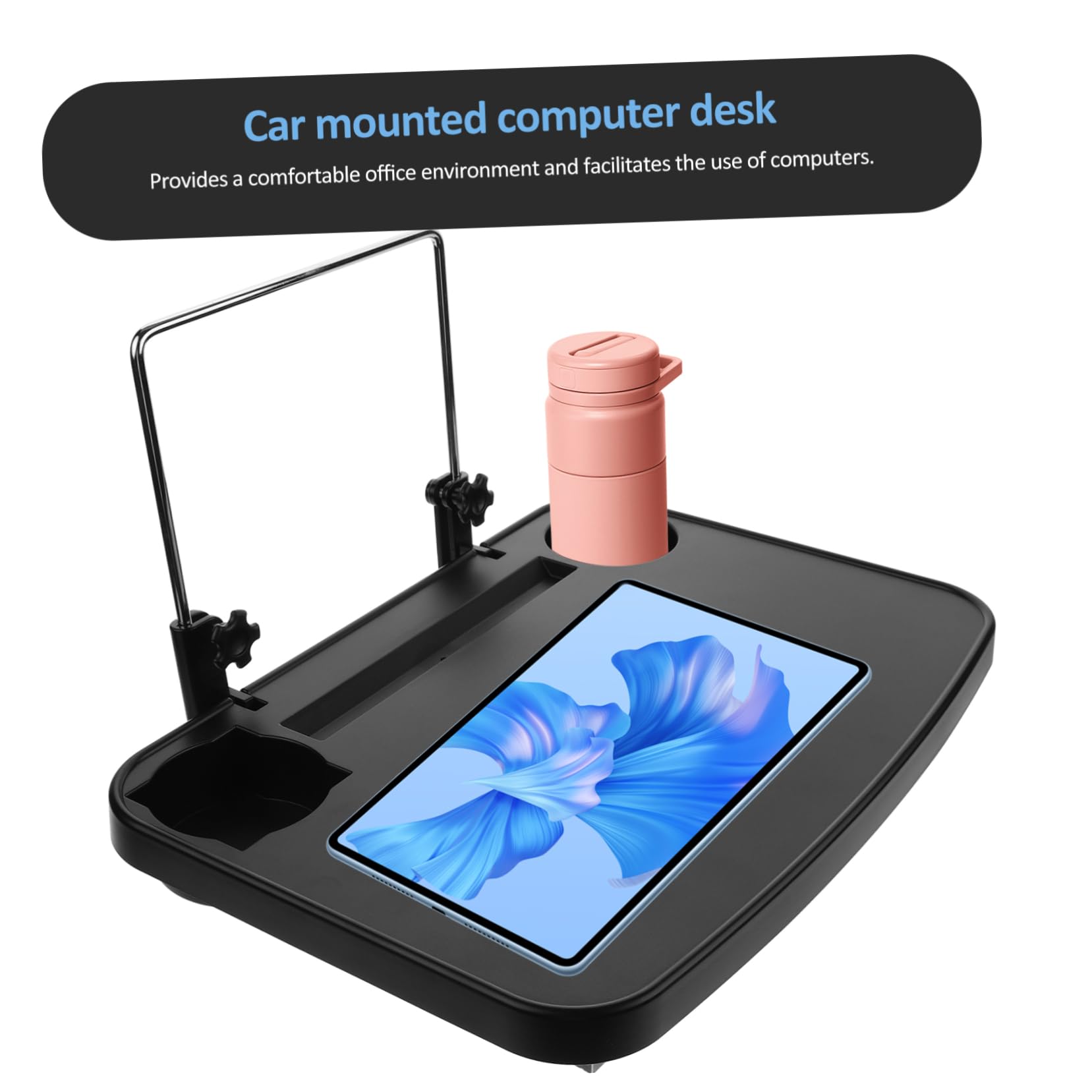 Cabilock Bandeja Portavasos para Coche Plegable de Mesa Pequeña para Coche Organizador para Asiento Trasero Portavasos Soporte Tazas