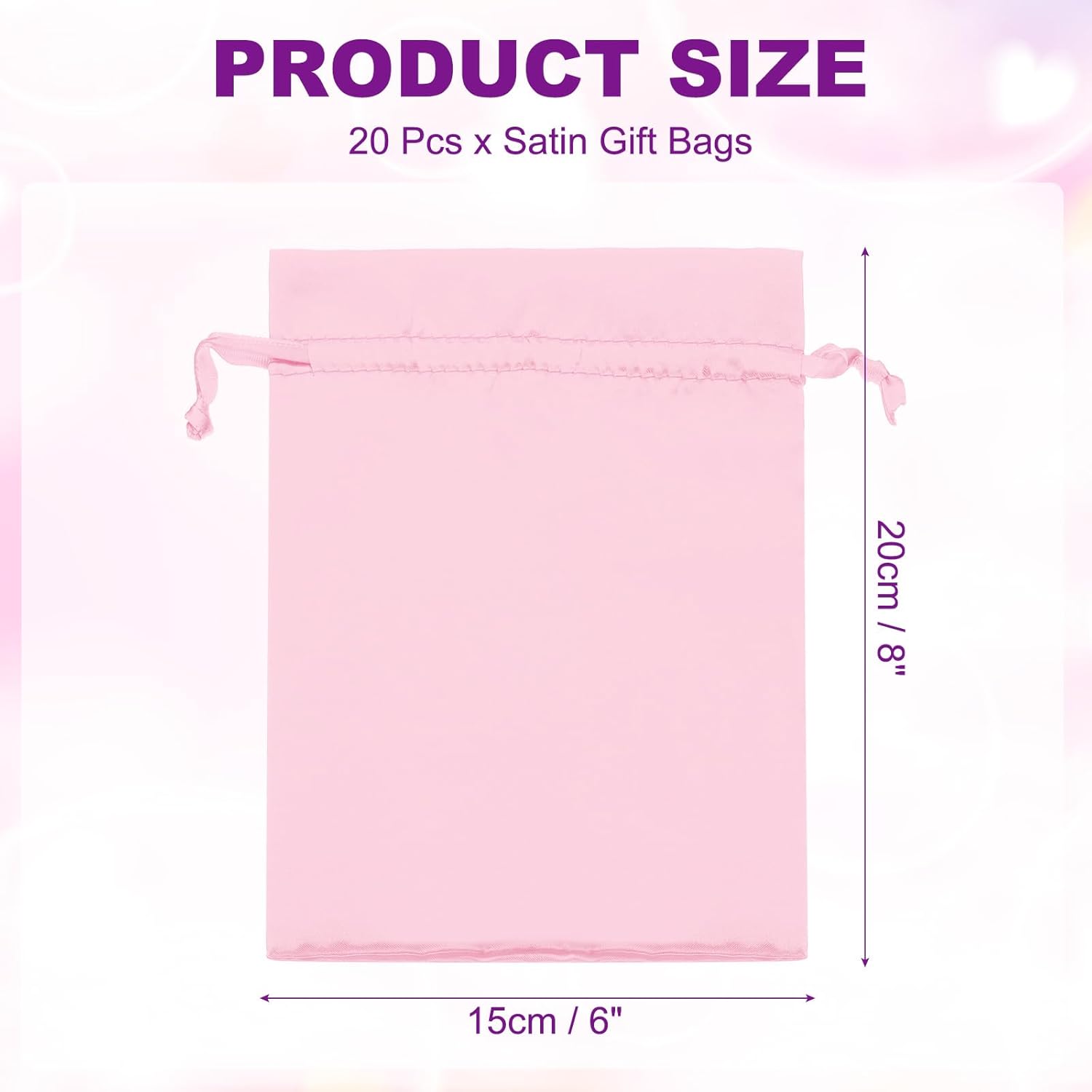PATIKIL Satin Bags with Drawstring, 20 Pack 6 x 8 Inch Satin Wedding Favor Bags Mini Gift Packaging for Birthday Christmas Jewelry Party Storage, Pink - Image 2