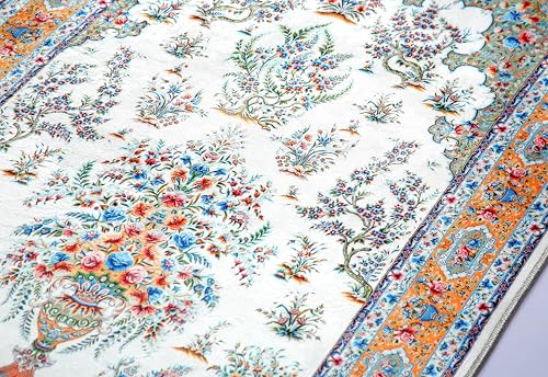 Alfombra de oración turca allmode homestyle con flecos grises 7