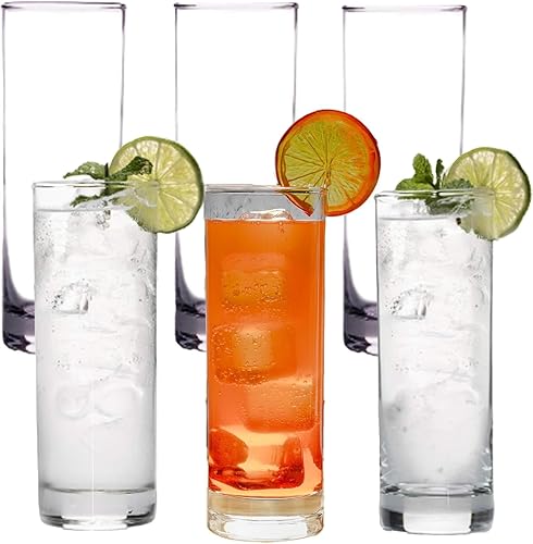 Miniatura 7 de LEMONSODA Juego de vasos altos de alta calidad, elegantes vasos Tom Collins de 10 y 12 onzas, juego de 6, 12 y 48 vasos altos para agua potable,