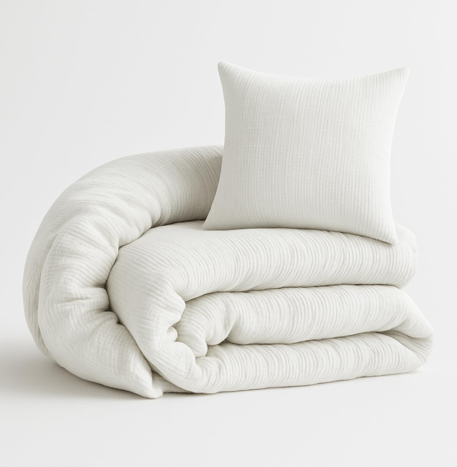 ALAVYA HOME® Kinderbettwäsche 135x200 2 teilig | ÖkoTex Zertifiziert & für Allergiker geeignet | Musselin Bettwäsche Kinder Set mit je 1 Bettbezügen 200 x 135 & 1 Kissenbezügen 80x80 | Weiß