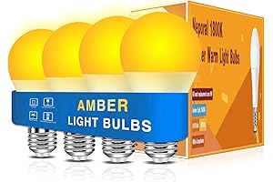 Neporal Amber Light Bulbs 60 Watt Equivalent, Sleep Night Lights A19 E26...