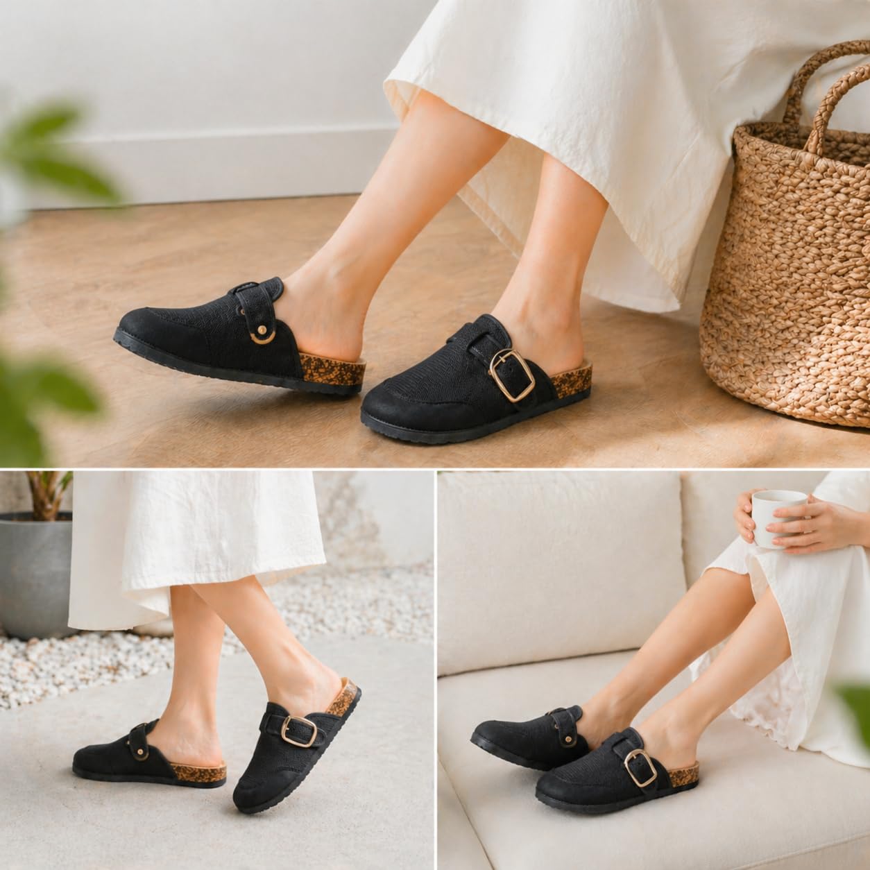 Ciabatte Con Sughero Donna Ciabatte Donna Antiscivolo Zoccoli Legno Fibbie Regolabili WCT260304 IT