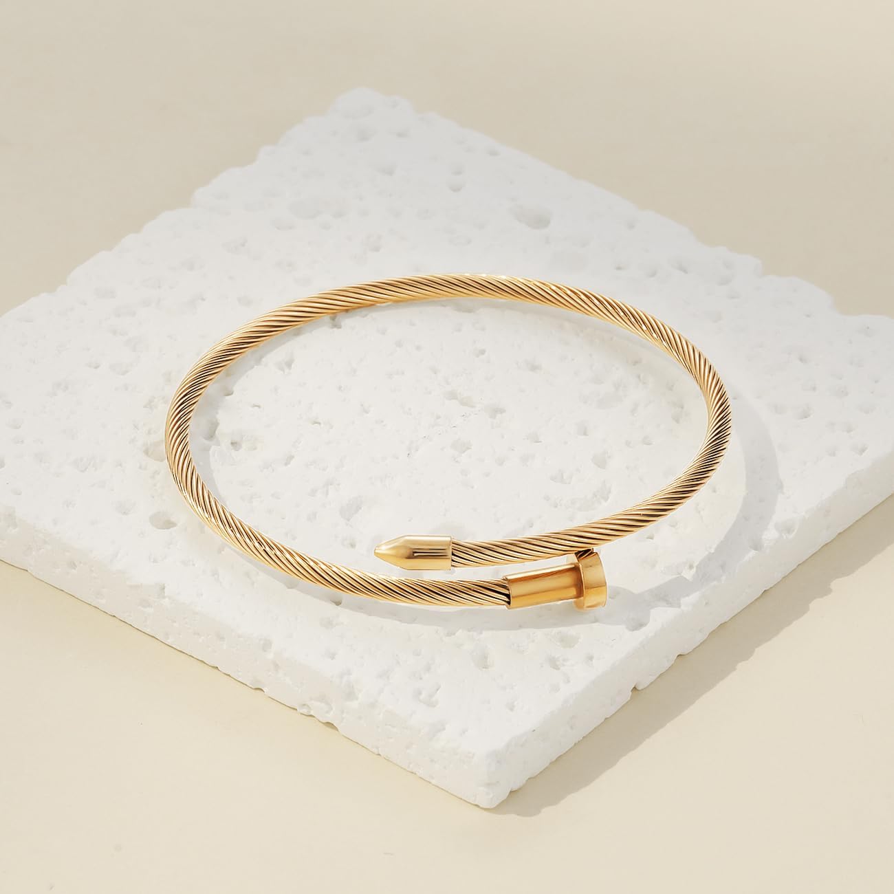 18K Gold Plated Bangle Bracelets for Women, Stackable Love Bangle Bracelet Set, Stainless Steel Non Tarnish Bracelet Set, Adjustable Bracelets Jewelry Christmas Valentine Birthday Gifts, Gold - Image 9