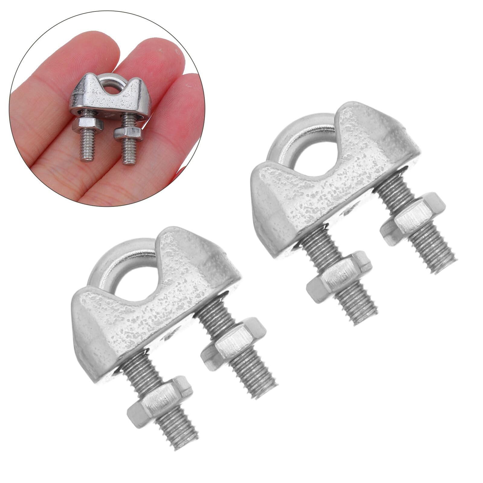 40 Pezzi Fascette Per Cavi Clip Di Corda Serracavo in Acciaio Morsetti Di Corda Fermacavo Morsetto Per Fune Silver