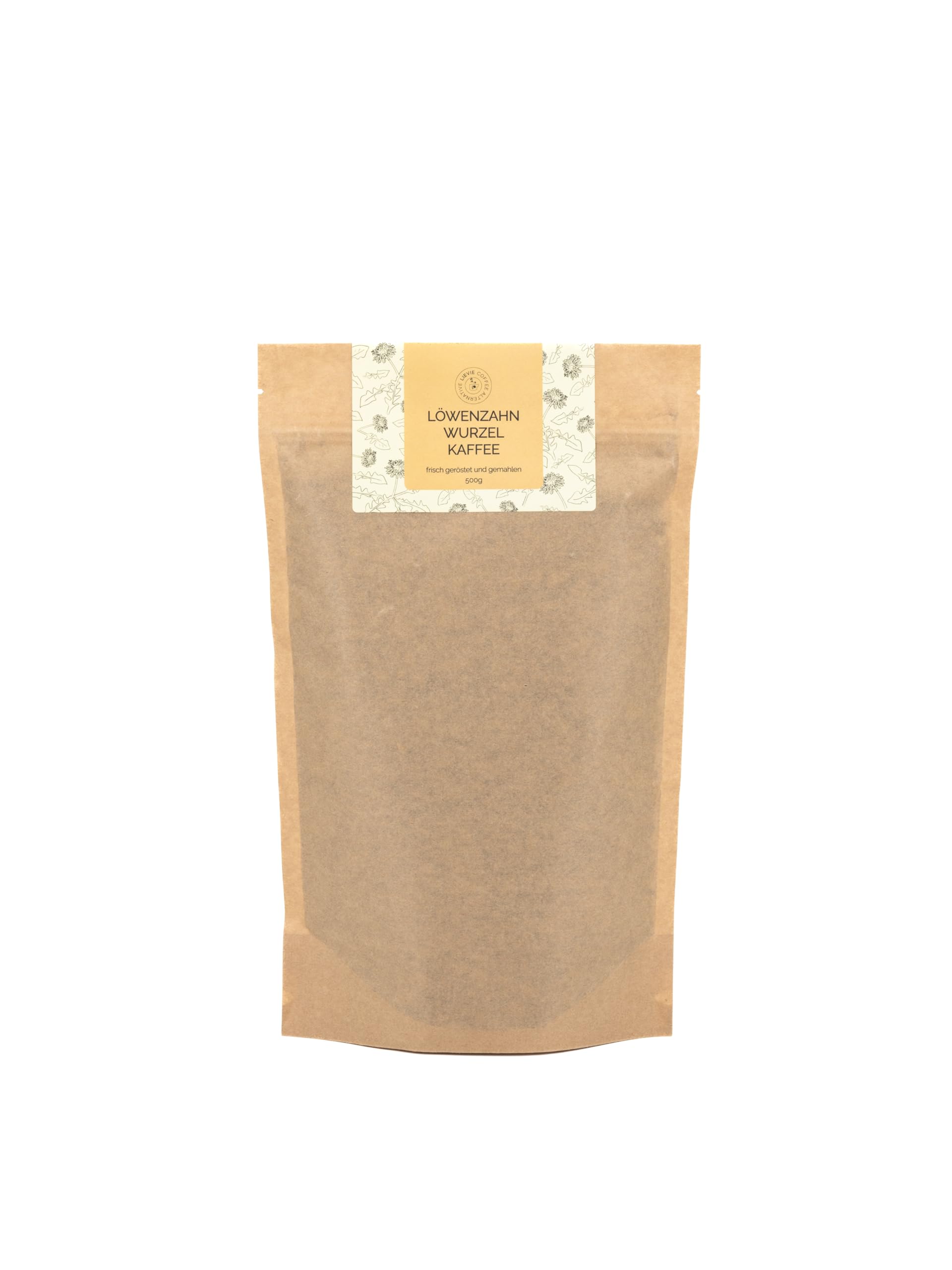 LÖWENZAHNWURZELKAFFEE 100% von LIEVIE. Koffeinfreie Kaffeealternative mit bittersüßen Geschmacksnoten von Karamell, Kakao sowie Sonnenblumenkerne. (500g)