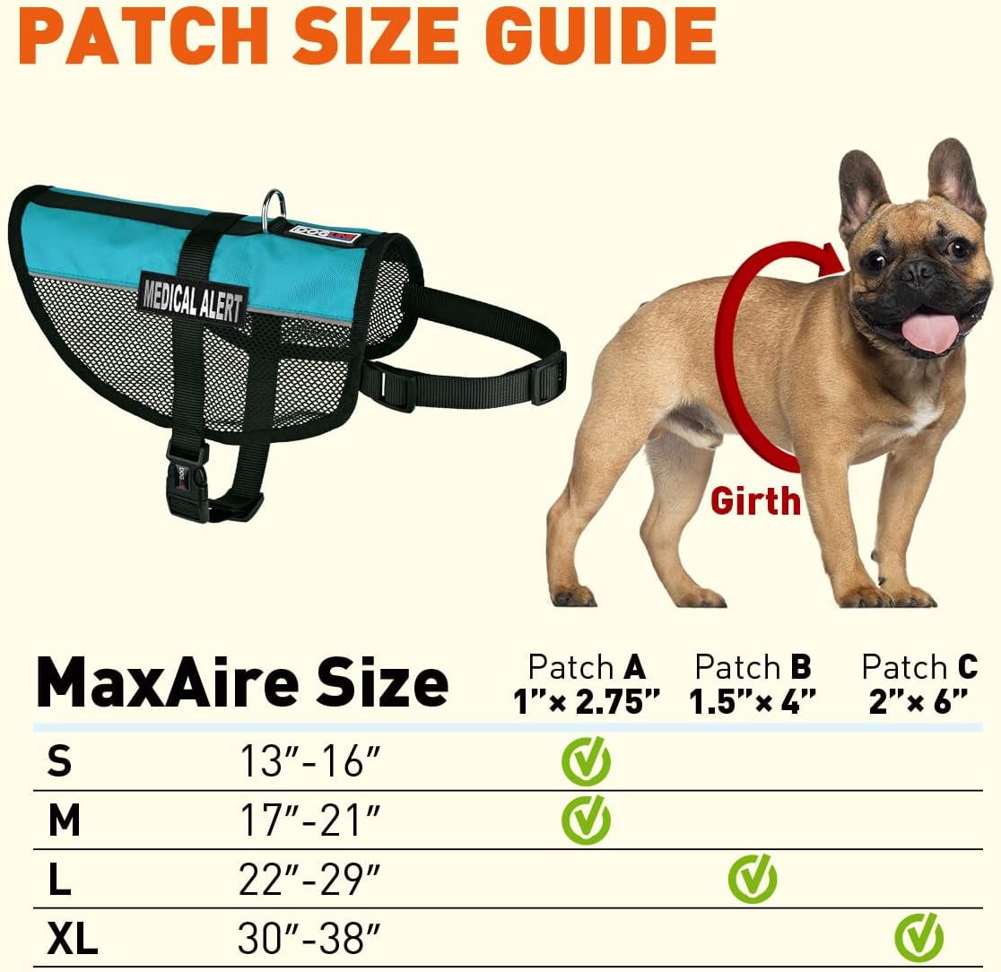 Dogline 30"-38" MaxAire Mesh Vest for Dogs and 2 Removable Medical Alert Patches, X-Large, Turquoise
