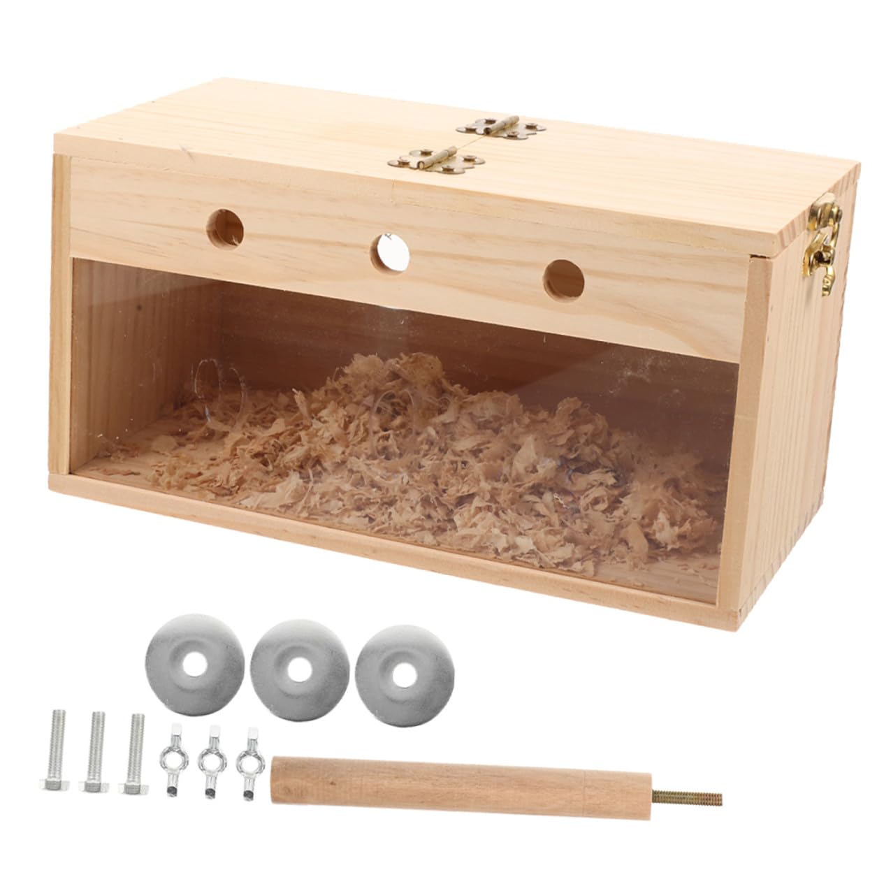 DOITOOL Caja Nido de Madera Beige para Pájaros Diseño Práctico y Fácil de Limpiar Adecuado para Periquitos y Agapornis en Decoración Interior y Exterior